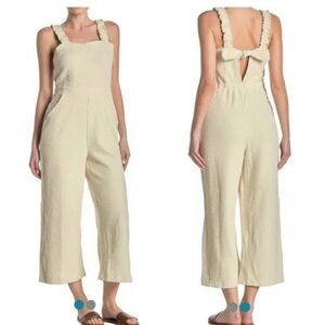 Madewell Textured Bow Back Cream Jumpsuit